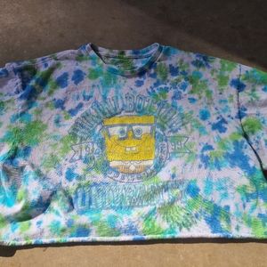Hand made tie dye SpongeBob crop top.